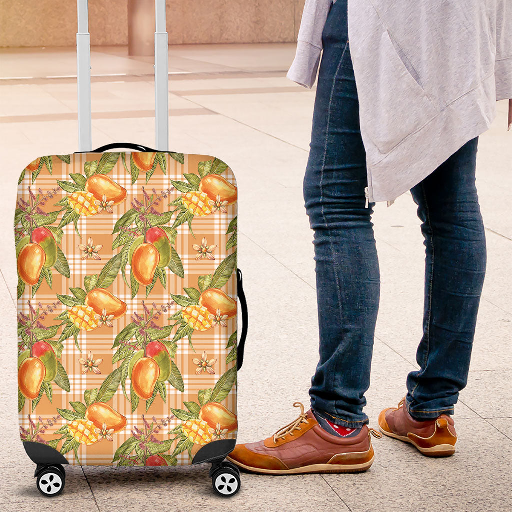 Vintage Hawaii Mango Luggage Cover Coral Hawaiian Palaka