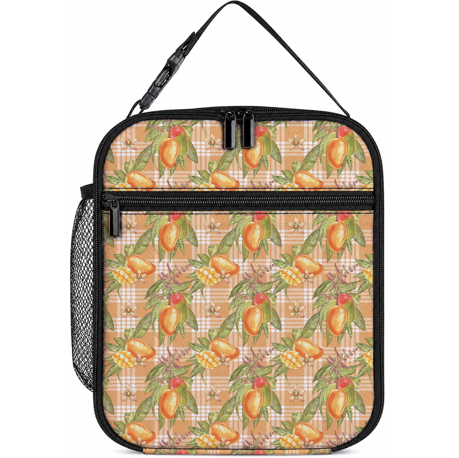 Vintage Hawaii Mango Lunch Bag Coral Hawaiian Palaka LT05 10.2 × 8.3 × 4.3 inch Orange - Polynesian Pride