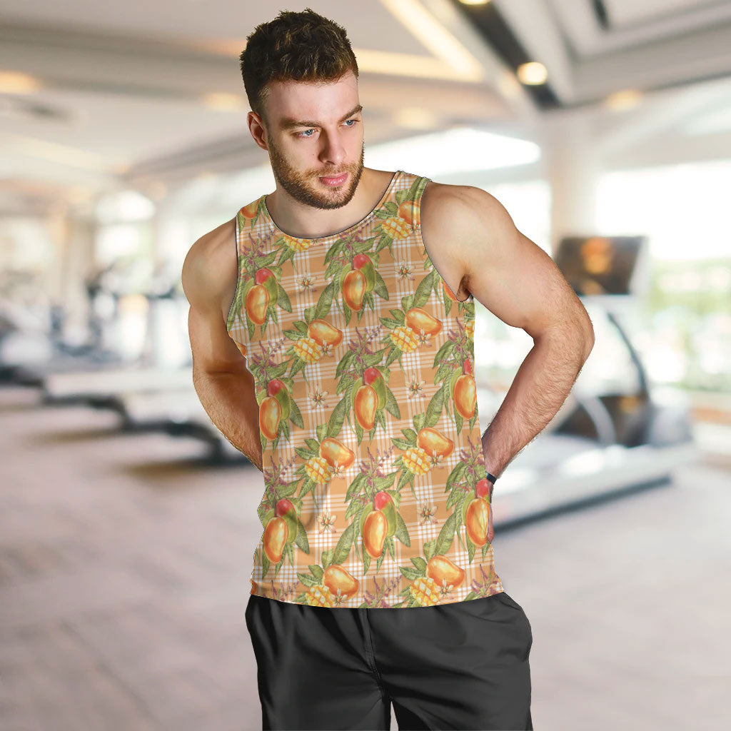 Vintage Hawaii Mango Men Tank Top Coral Hawaiian Palaka