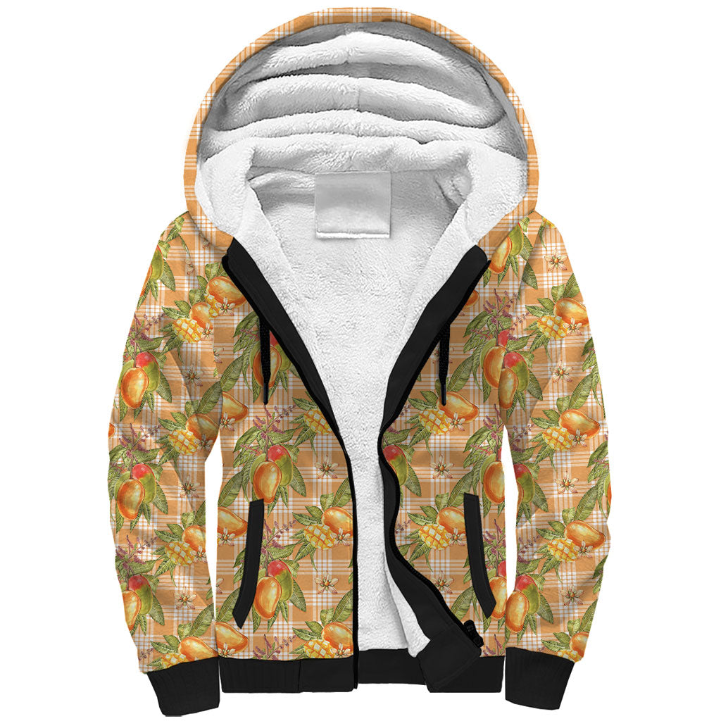 Vintage Hawaii Mango Sherpa Hoodie Coral Hawaiian Palaka