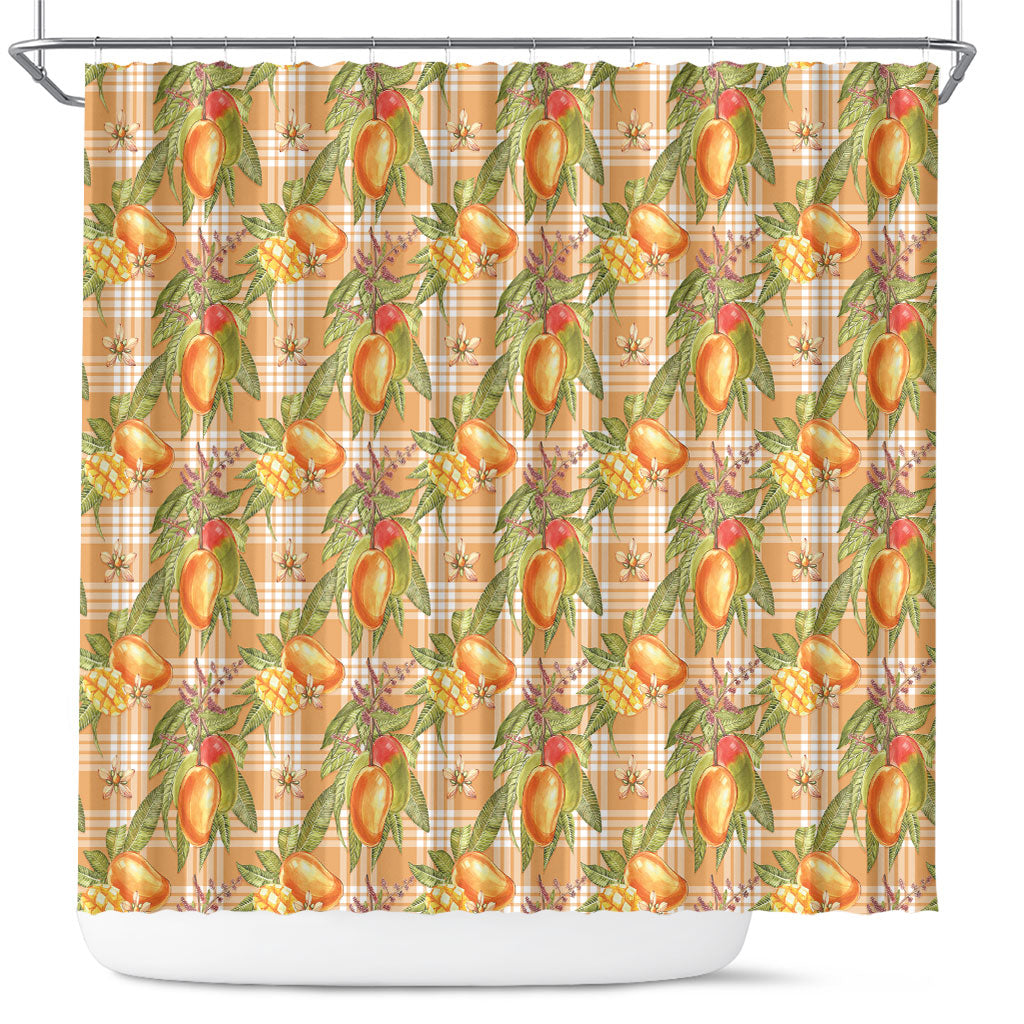 Vintage Hawaii Mango Shower Curtain Coral Hawaiian Palaka