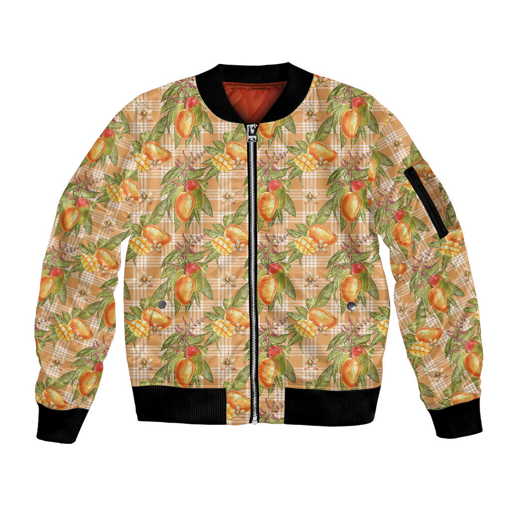 Vintage Hawaii Mango Sleeve Zip Bomber Jacket Coral Hawaiian Palaka