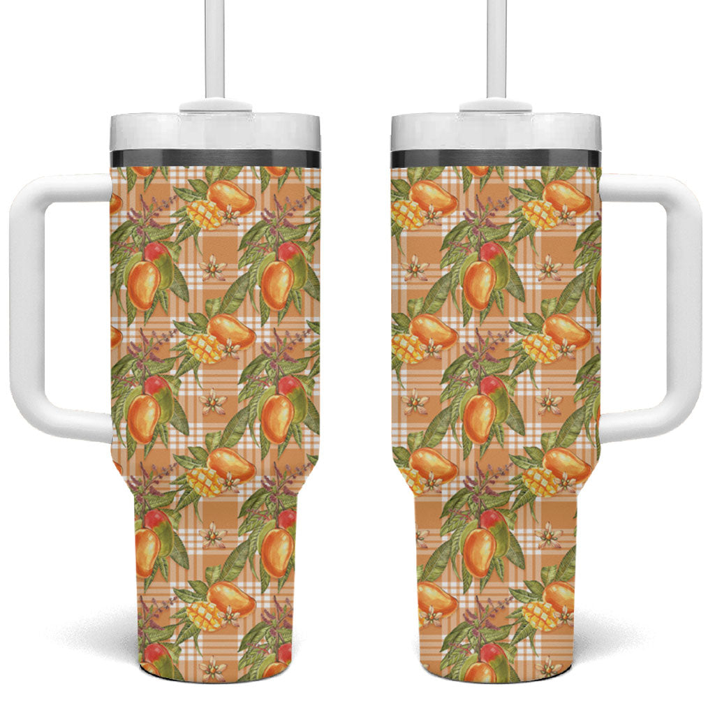 Vintage Hawaii Mango Tumbler With Handle Coral Hawaiian Palaka