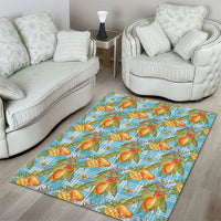 Vintage Hawaii Mango Area Rug Blue Hawaiian Palaka