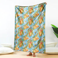 Vintage Hawaii Mango Blanket Blue Hawaiian Palaka