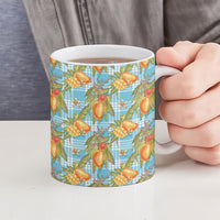 Vintage Hawaii Mango Ceramic Mug Blue Hawaiian Palaka