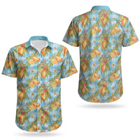 Vintage Hawaii Mango Couples Matching Long Sleeve Bodycon Dress and Hawaiian Shirt Blue Hawaiian Palaka