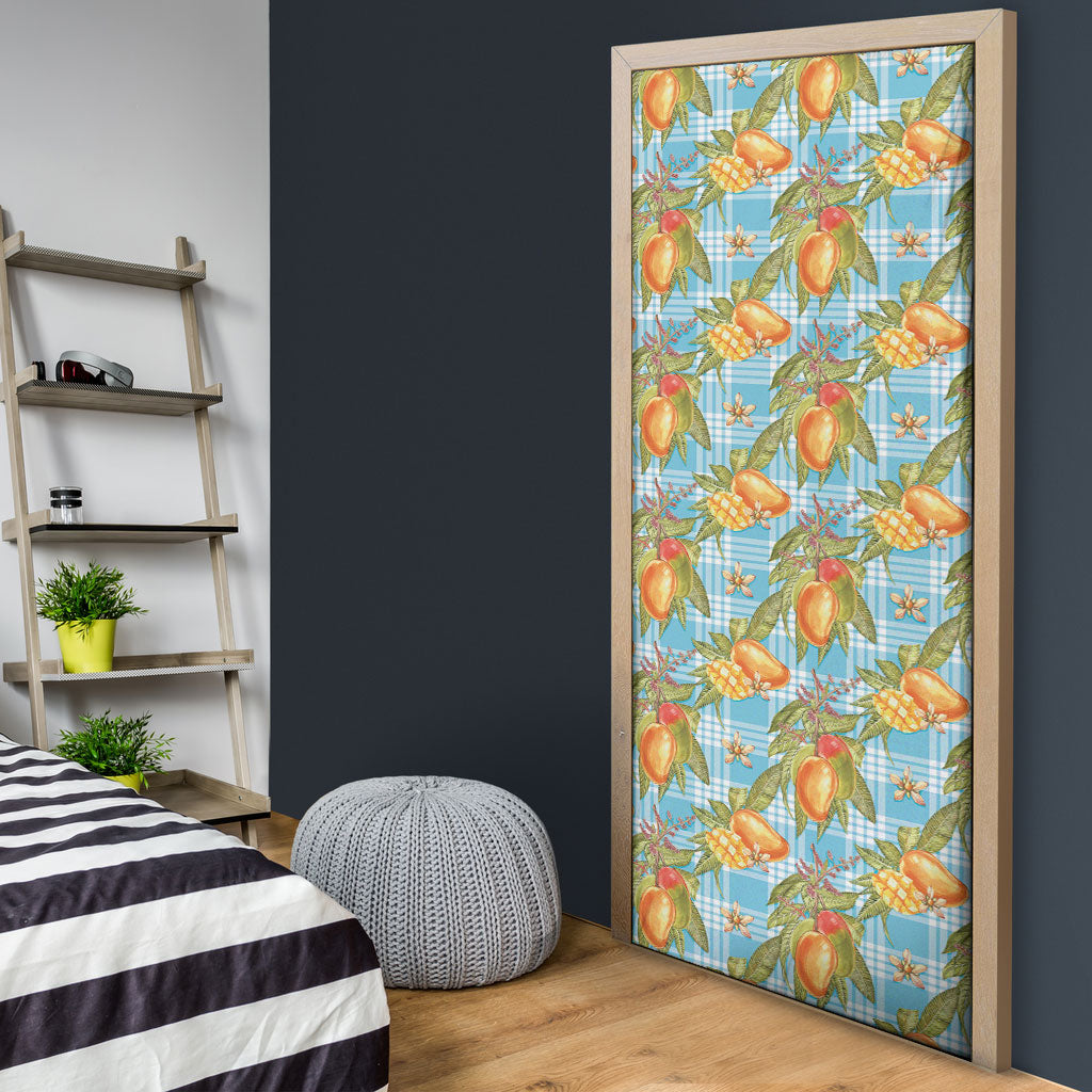 Vintage Hawaii Mango Door Cover Blue Hawaiian Palaka