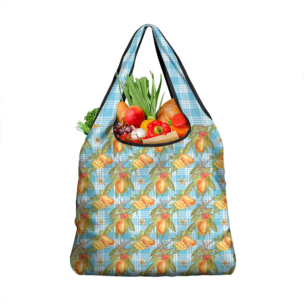 Vintage Hawaii Mango Grocery Bag Blue Hawaiian Palaka