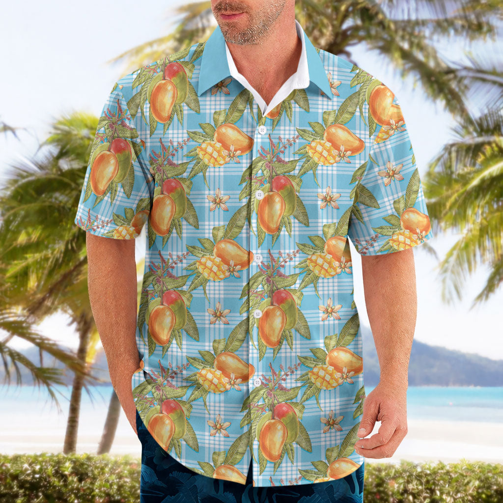 Vintage Hawaii Mango Hawaiian Shirt Blue Hawaiian Palaka