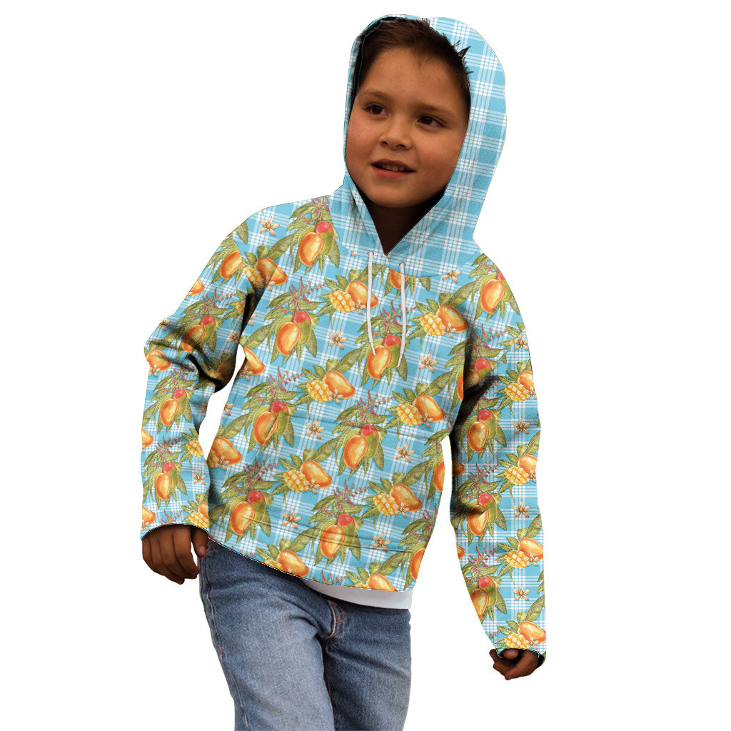 Vintage Hawaii Mango Kid Hoodie Blue Hawaiian Palaka