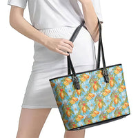Vintage Hawaii Mango Leather Tote Bag Blue Hawaiian Palaka