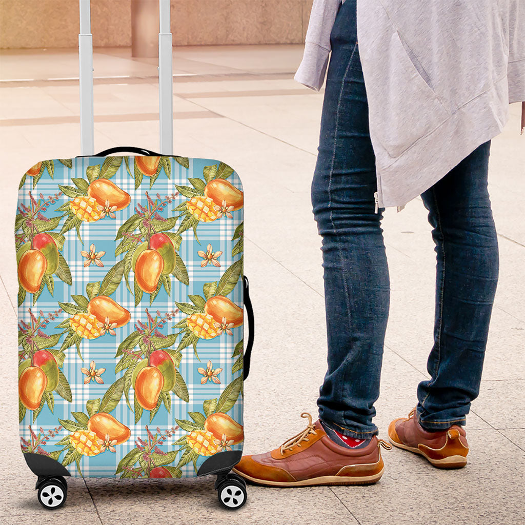 Vintage Hawaii Mango Luggage Cover Blue Hawaiian Palaka