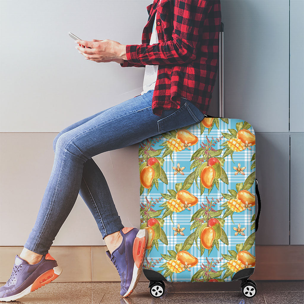 Vintage Hawaii Mango Luggage Cover Blue Hawaiian Palaka