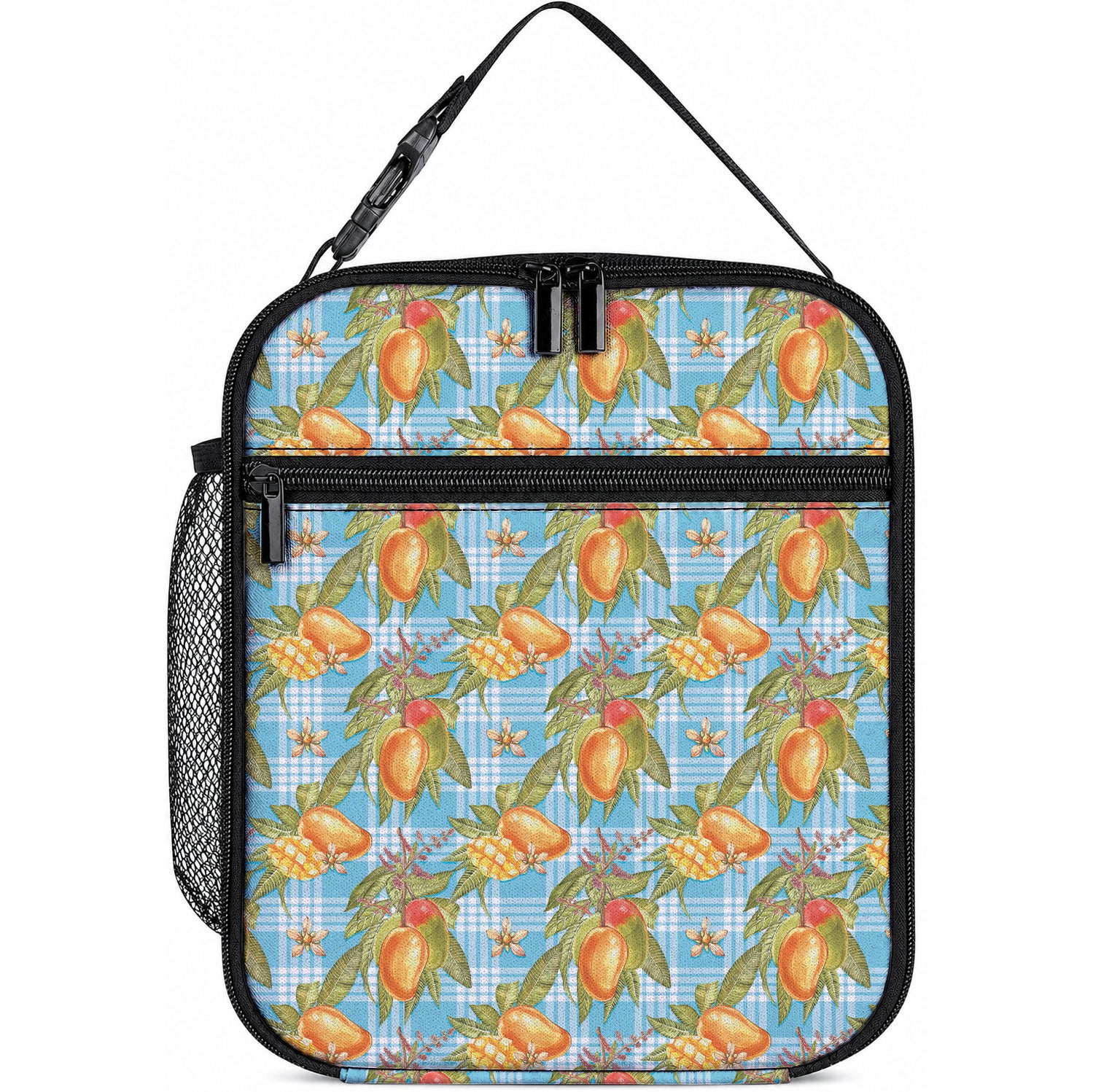 Vintage Hawaii Mango Lunch Bag Blue Hawaiian Palaka LT05 10.2 × 8.3 × 4.3 inch Blue - Polynesian Pride