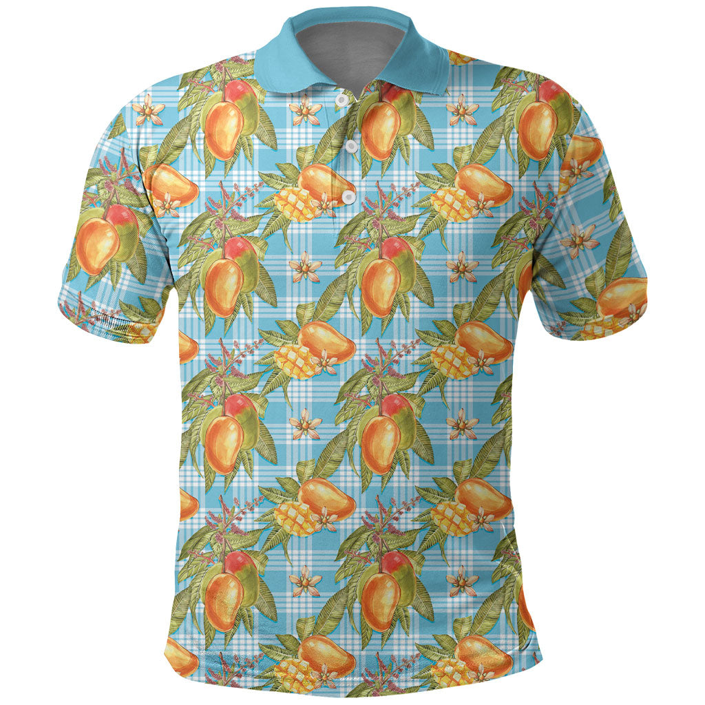 Vintage Hawaii Mango Polo Shirt Blue Hawaiian Palaka