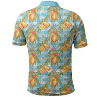 Vintage Hawaii Mango Polo Shirt Blue Hawaiian Palaka
