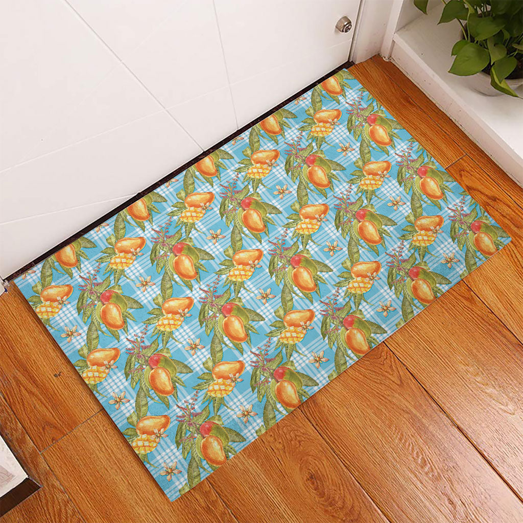 Vintage Hawaii Mango Rubber Doormat Blue Hawaiian Palaka