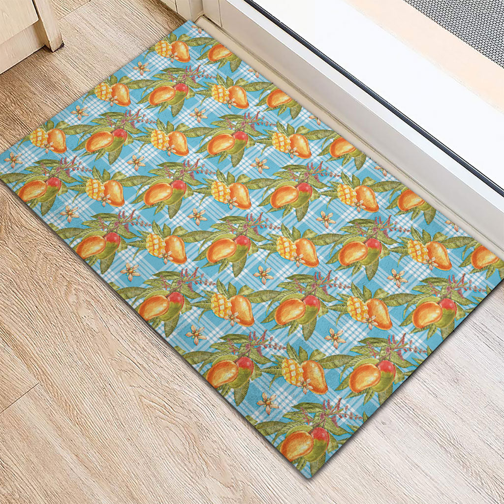 Vintage Hawaii Mango Rubber Doormat Blue Hawaiian Palaka