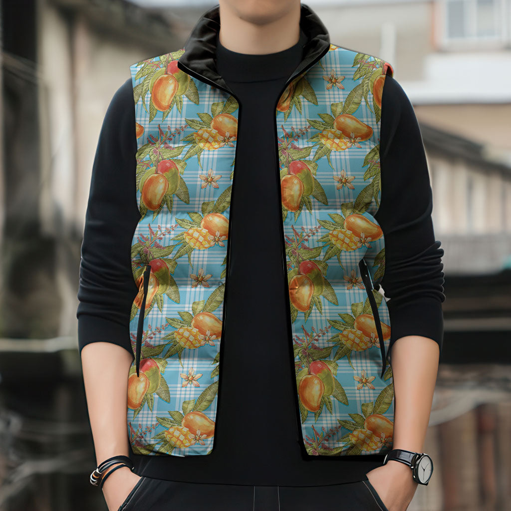 Vintage Hawaii Mango Sleeveless Puffer Jacket Blue Hawaiian Palaka