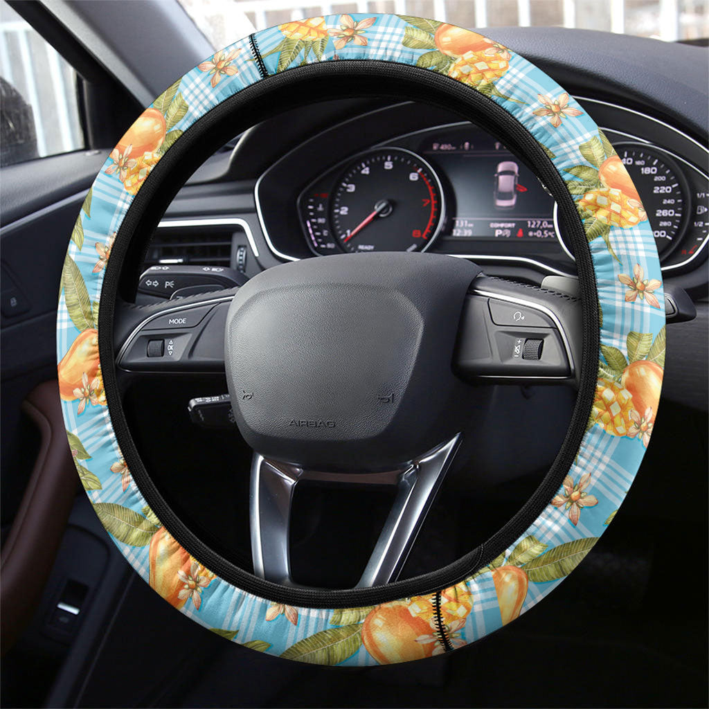 Vintage Hawaii Mango Steering Wheel Cover Blue Hawaiian Palaka
