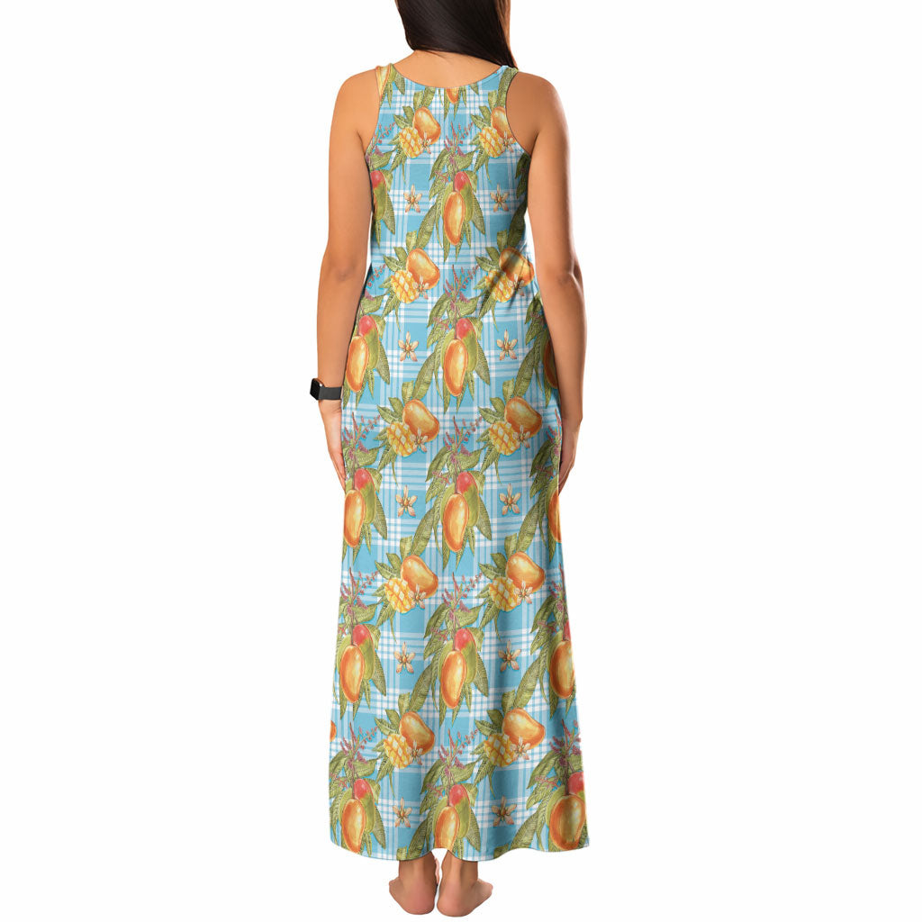 Vintage Hawaii Mango Tank Maxi Dress Blue Hawaiian Palaka