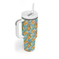 Vintage Hawaii Mango Tumbler With Handle Blue Hawaiian Palaka