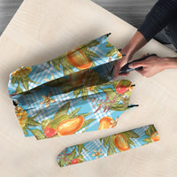 Vintage Hawaii Mango Umbrella Blue Hawaiian Palaka