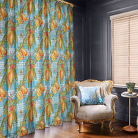 Vintage Hawaii Mango Window Curtain Blue Hawaiian Palaka