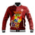 Personalized Tonga Baseball Jacket Coat Of Arms Tongatapu With Ngatu Pattern LT05 Unisex Red - Polynesian Pride