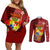 Personalized Tonga Couples Matching Off Shoulder Short Dress and Long Sleeve Button Shirts Coat Of Arms Tongatapu With Ngatu Pattern LT05 Red - Polynesian Pride