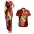 Personalized Tonga Couples Matching Tank Maxi Dress and Hawaiian Shirt Coat Of Arms Tongatapu With Ngatu Pattern LT05 Red - Polynesian Pride