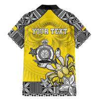 Personalised Happy Niue Constitution Day Family Matching Mermaid Dress and Hawaiian Shirt Niuean Crab Hiapo Pattern Yellow Version LT05 - Polynesian Pride