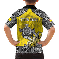 Personalised Happy Niue Constitution Day Family Matching Summer Maxi Dress and Hawaiian Shirt Niuean Crab Hiapo Pattern Yellow Version LT05 - Polynesian Pride