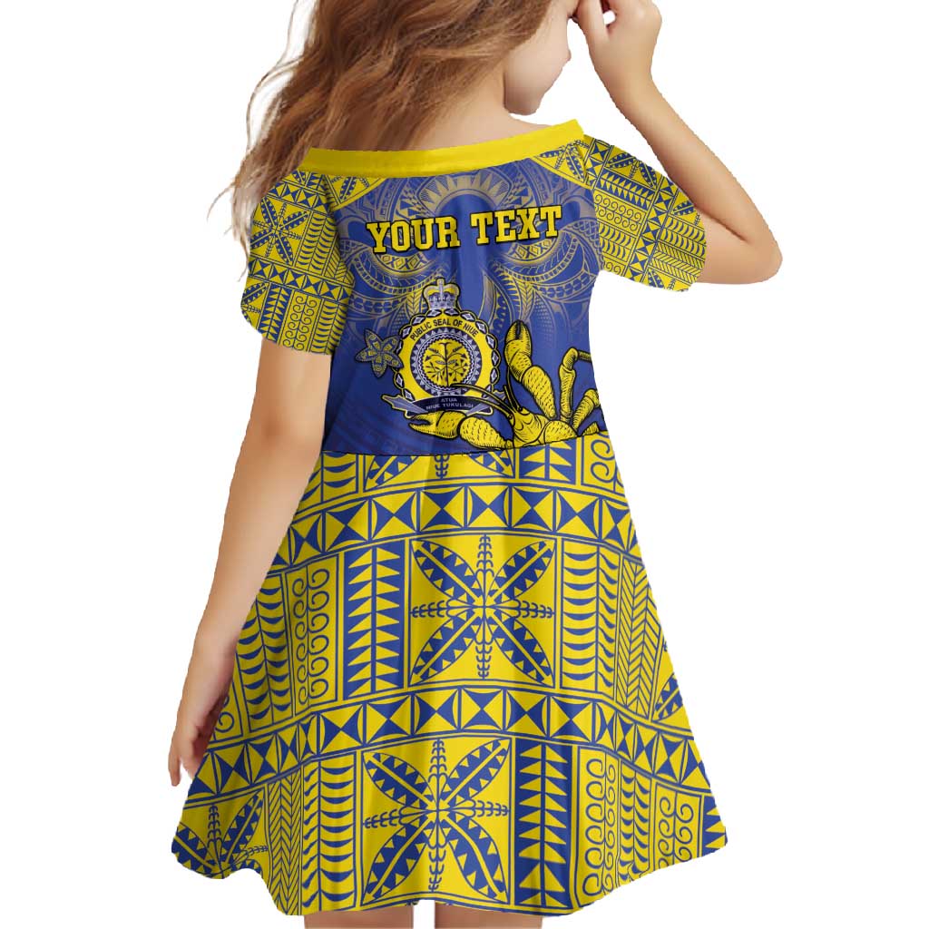 Personalised Niue The Rock Family Matching Short Sleeve Bodycon Dress and Hawaiian Shirt Niuean Crab Hiapo Pattern Blue Version LT05 - Polynesian Pride