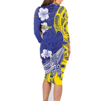 Personalised Nauru 92nd Anniversary Of Angam Family Matching Long Sleeve Bodycon Dress and Hawaiian Shirt Polynesian Whale Pattern LT05 - Polynesian Pride
