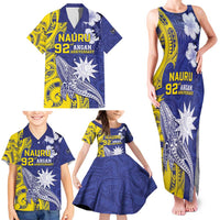 Personalised Nauru 92nd Anniversary Of Angam Family Matching Tank Maxi Dress and Hawaiian Shirt Polynesian Whale Pattern LT05 - Polynesian Pride