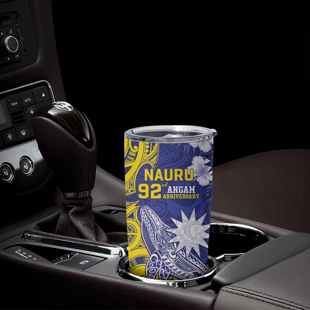 Personalised Nauru 92nd Anniversary Of Angam Tumbler Cup Polynesian Whale Pattern