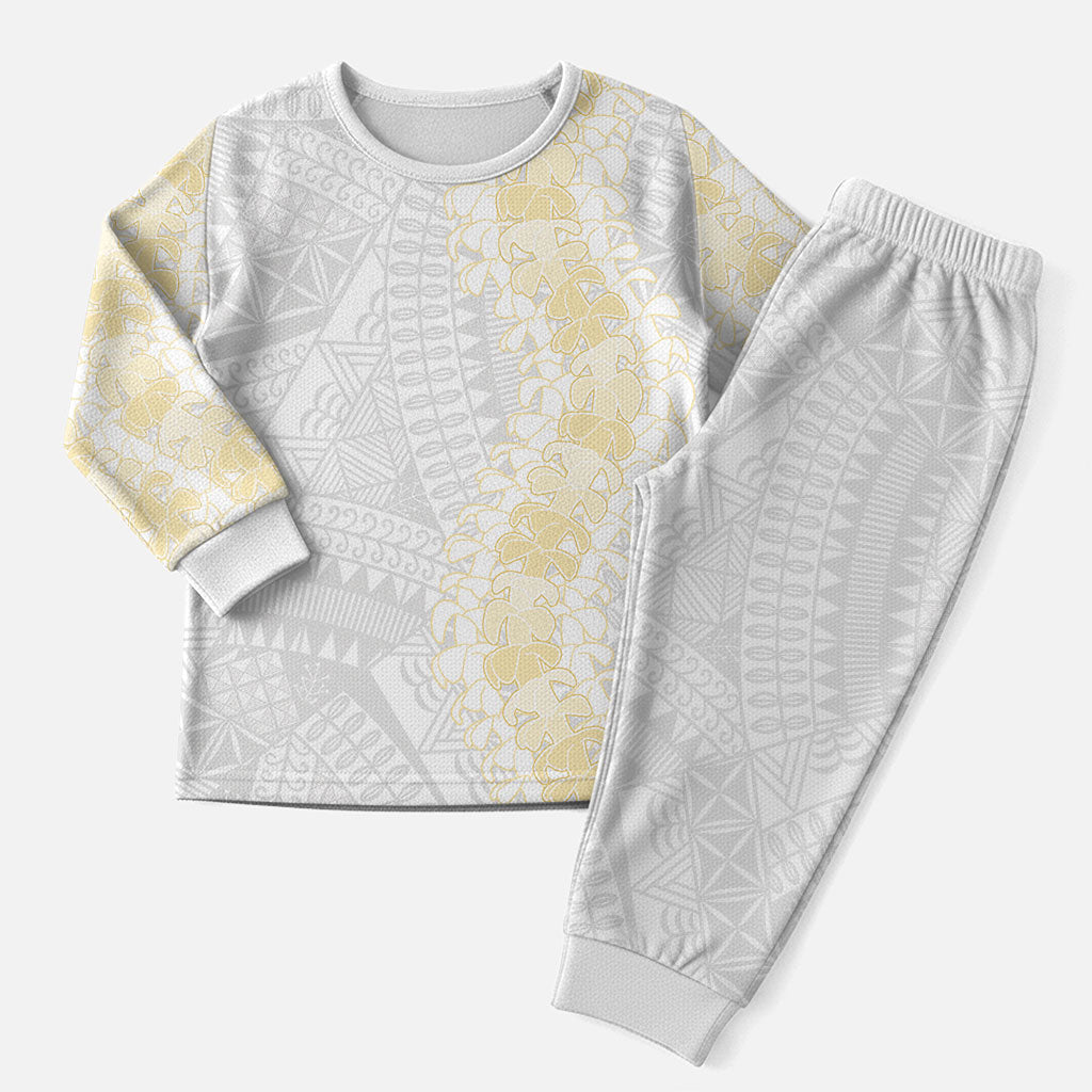 Niue White Sunday Christmas Pajama Set Niuean Hiapo With Puakenikeni Lei LT05 Men White - Polynesian Pride