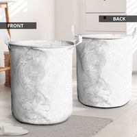 American Samoa White Sunday Laundry Basket Polynesian Pattern With Tropical Flowers LT05 - Polynesian Pride