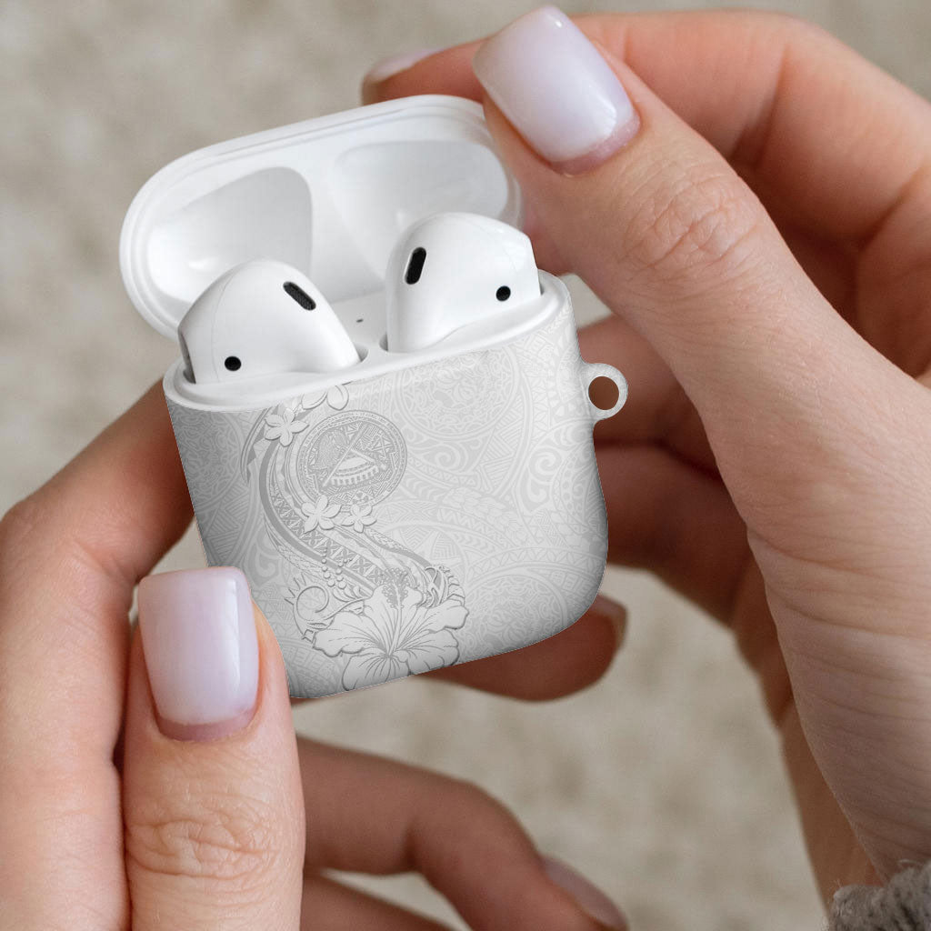 American Samoa White Sunday AirPods Case Polynesian Pattern With Tropical Flowers LT05 - Polynesian Pride