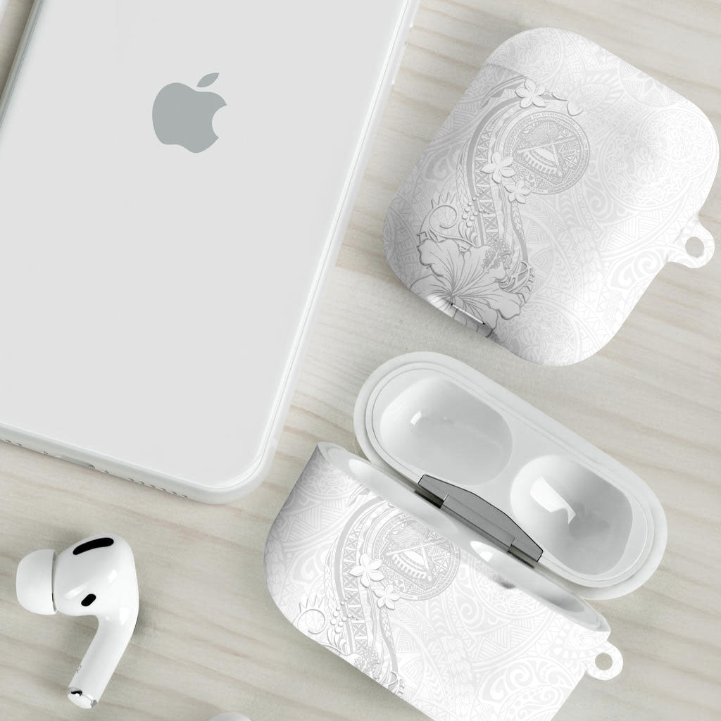 American Samoa White Sunday AirPods Case Polynesian Pattern With Tropical Flowers LT05 - Polynesian Pride