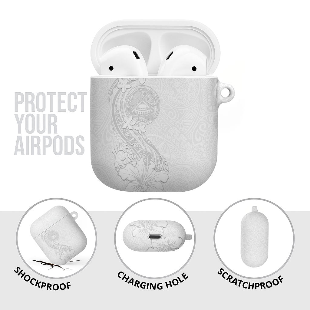 American Samoa White Sunday AirPods Case Polynesian Pattern With Tropical Flowers LT05 - Polynesian Pride