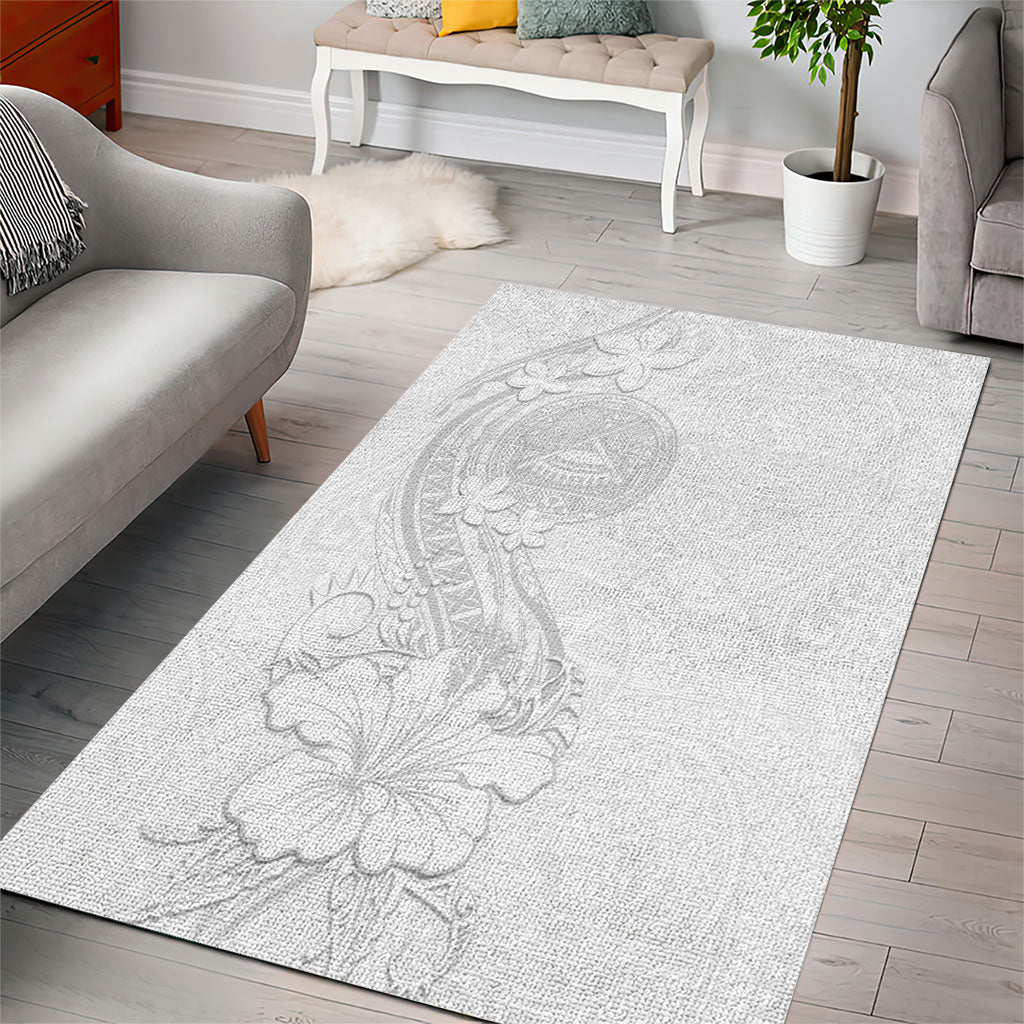 American Samoa White Sunday Area Rug Polynesian Pattern With Tropical Flowers LT05 - Polynesian Pride