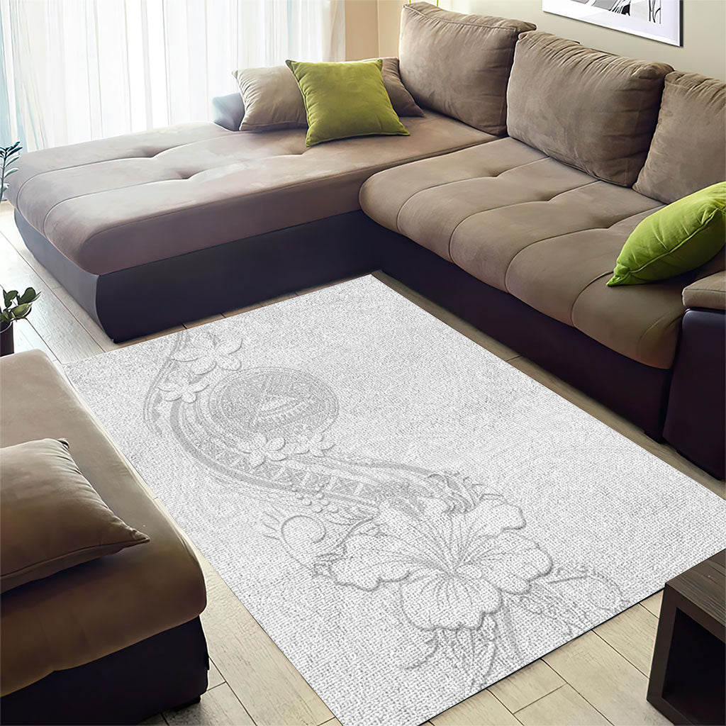 American Samoa White Sunday Area Rug Polynesian Pattern With Tropical Flowers LT05 - Polynesian Pride