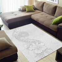 American Samoa White Sunday Area Rug Polynesian Pattern With Tropical Flowers LT05 - Polynesian Pride