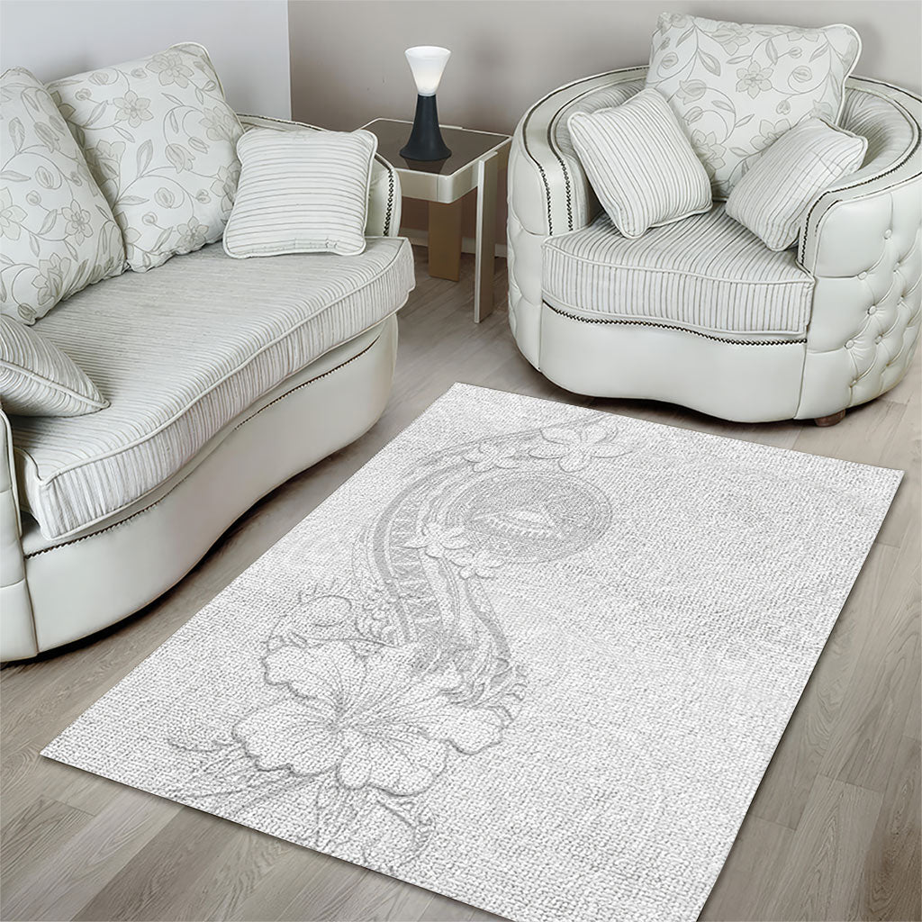 American Samoa White Sunday Area Rug Polynesian Pattern With Tropical Flowers LT05 - Polynesian Pride