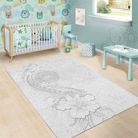 American Samoa White Sunday Area Rug Polynesian Pattern With Tropical Flowers LT05 - Polynesian Pride