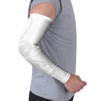 American Samoa White Sunday Arm Sleeves Polynesian Pattern With Tropical Flowers LT05 - Polynesian Pride