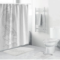 American Samoa White Sunday Bathroom Set Polynesian Pattern With Tropical Flowers LT05 Bathroom Set (4 pcs) White - Polynesian Pride